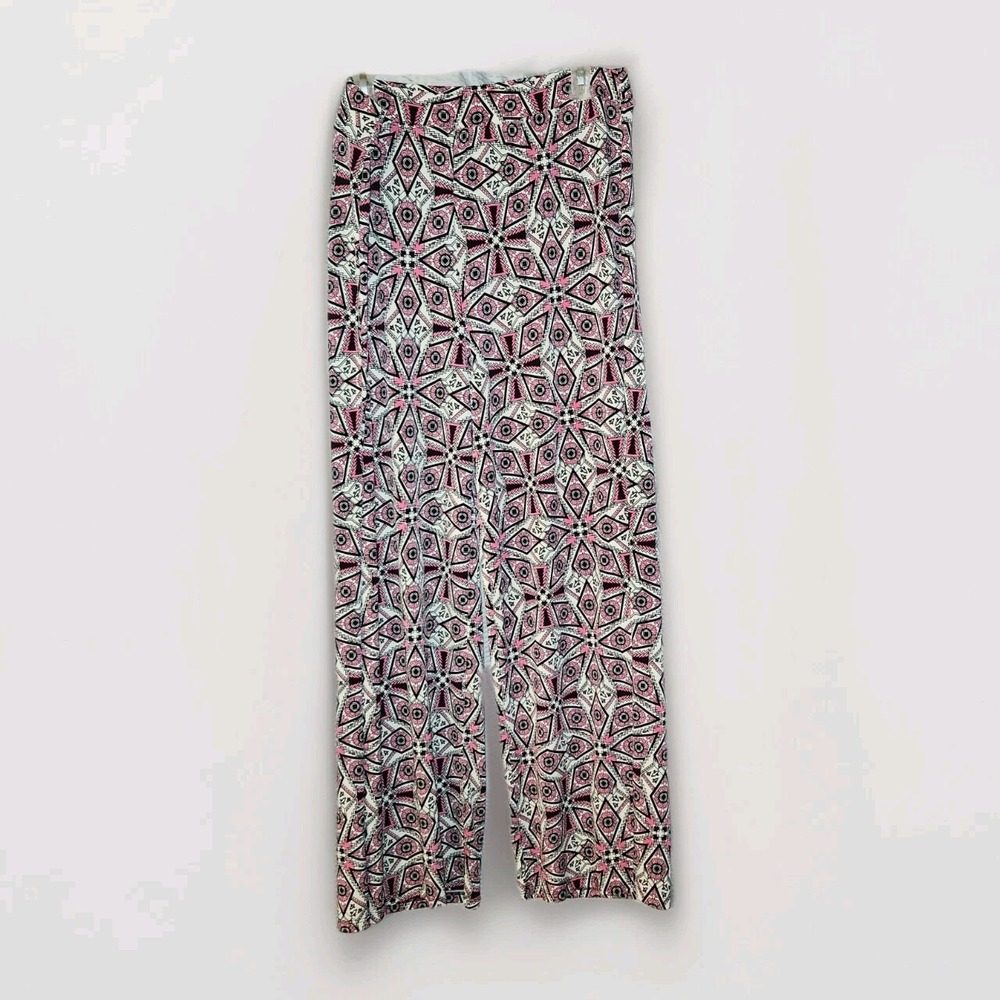 Cato Palazzo Pants Women Size 14/16w Pull On Wide Leg Pink/Black Design Casual